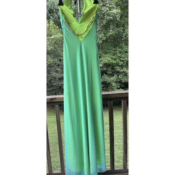 Cache Dress VTG Y2K Maxi Gown Prom Cruise Resort Fairy Whimiscal Ombre Green 2 - Picture 16 of 16